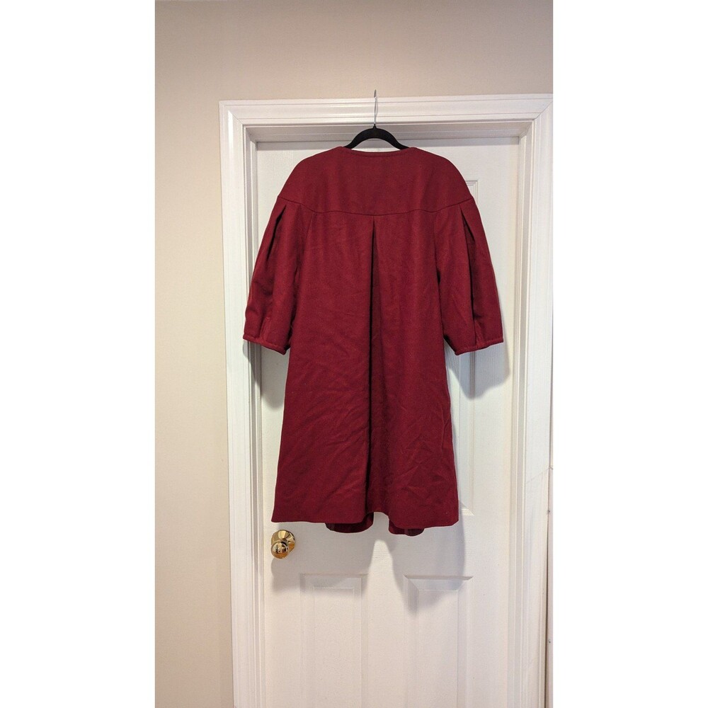 BCBGMaxazria Size Medium Maroon Wool Blend Puff Short Sleeve Jacket Driving Coat - Picture 8 of 8